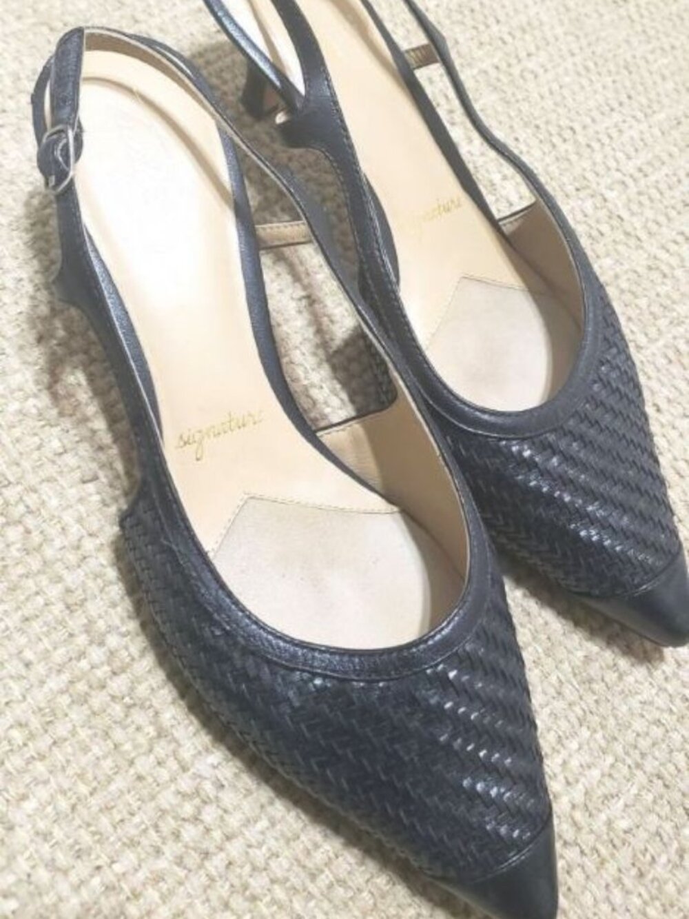 Trotters Woven Leather Kitten Heel Slingback